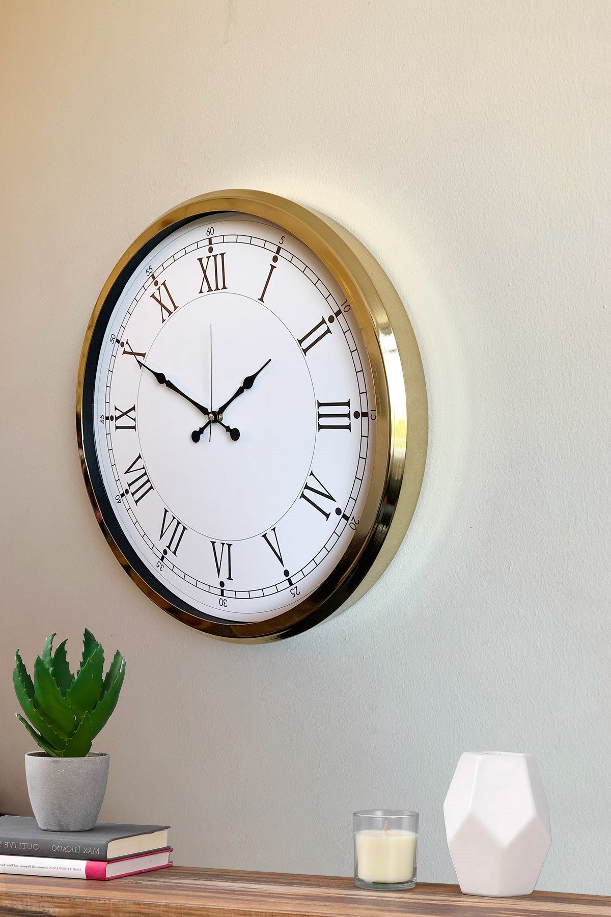 Zentime İhtişamlı Gold 52 Cm Metal Roma Rakamlı Lüks Duvar Saati