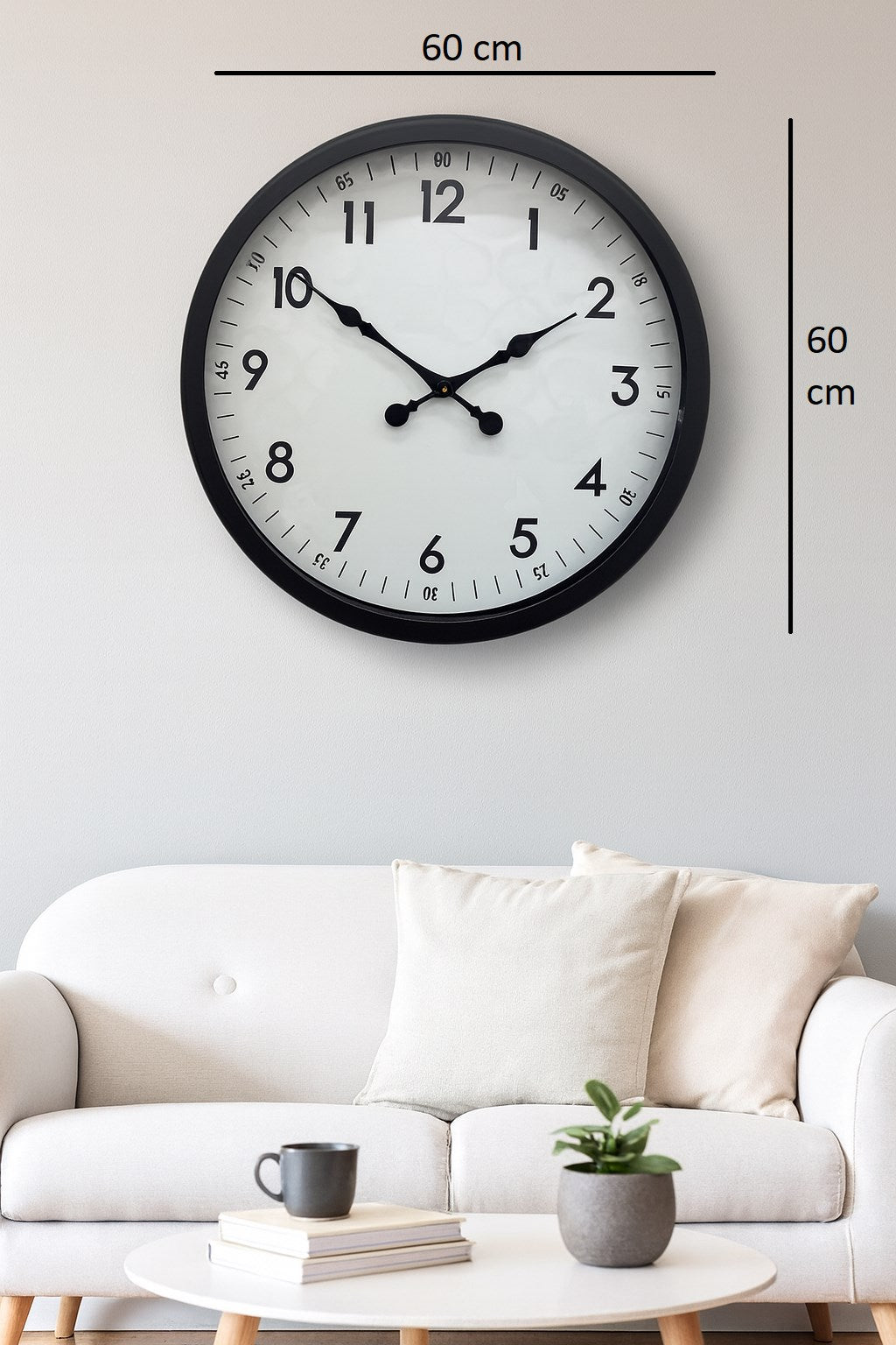 Zentime 60 Cm Siyah Modern Duvar Saati