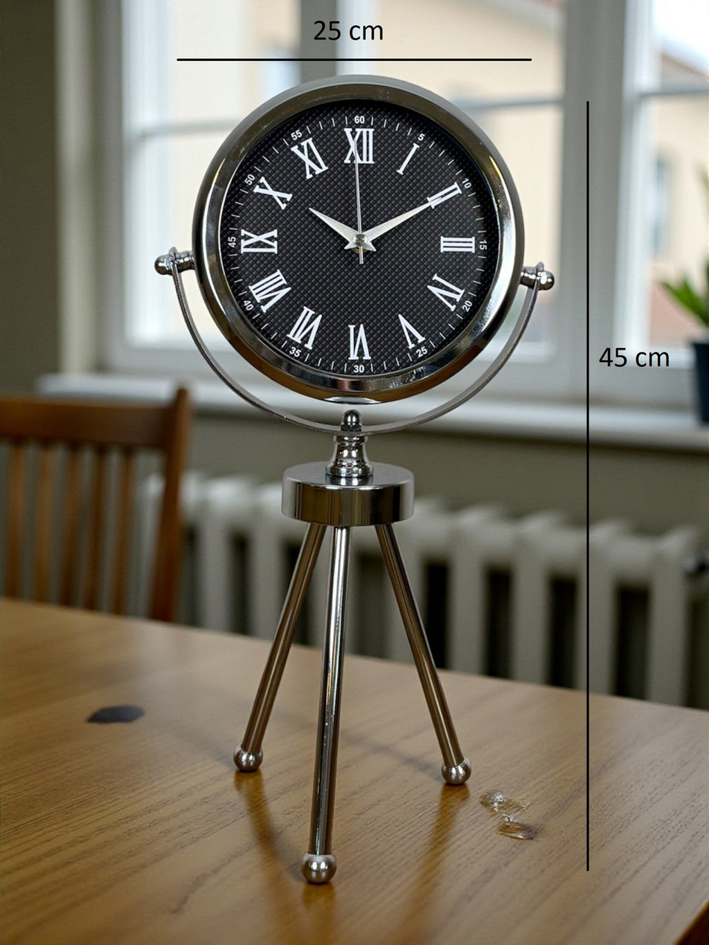 Zentime Krom Şık Üç Ayaklı Masa Saati