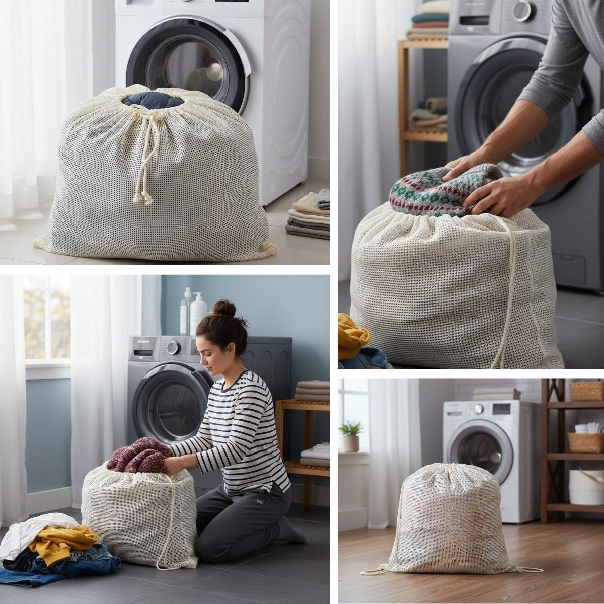 Nuvia Home® Battal Boy 120x150 cm Mont ve perde Yıkama Filesi–Extra Büyük, Dayanıklı, Nefes Alabilir Çamaşır Koruma Torbası