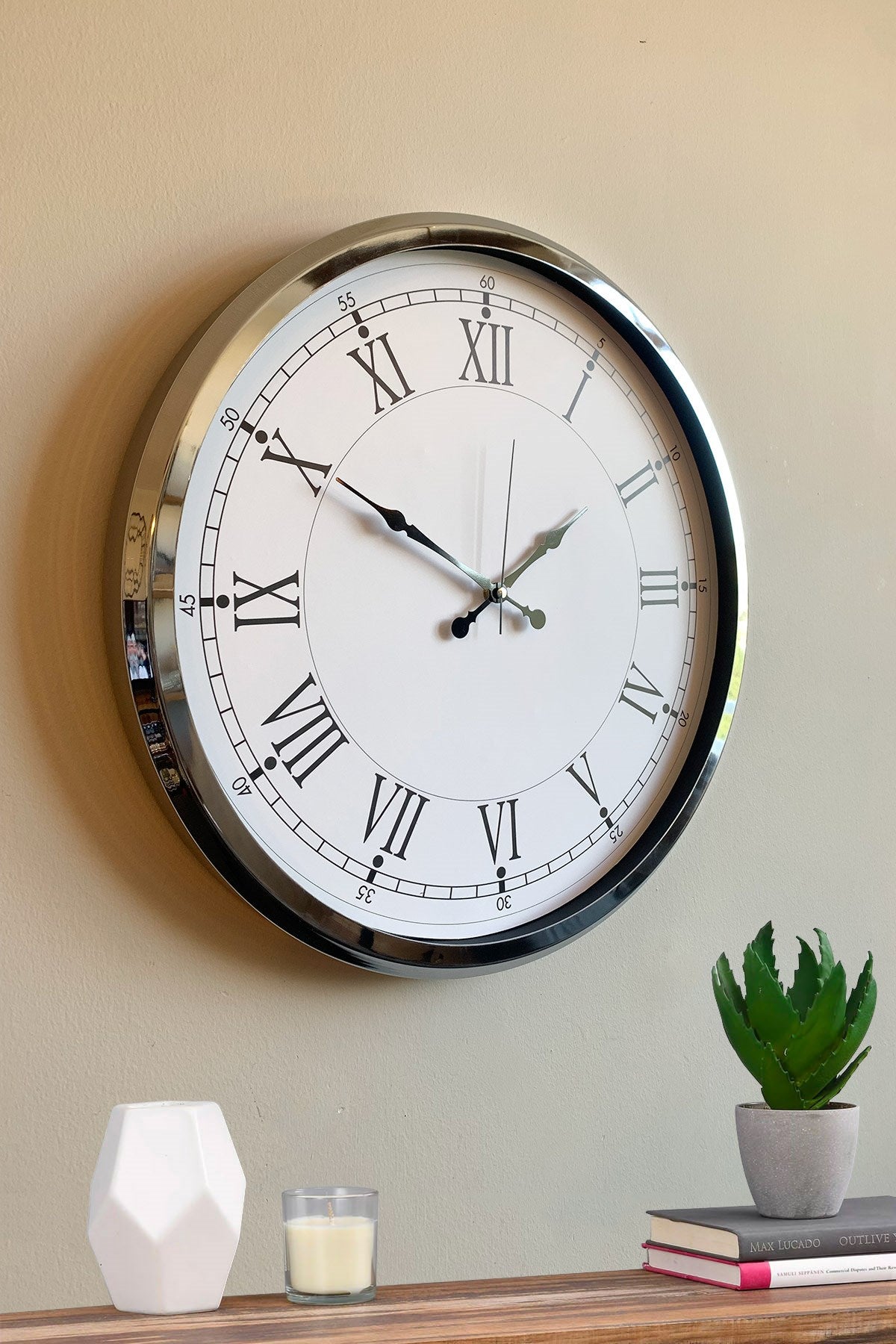 Zentime Roma Zarafeti Krom 52 Cm Metal Duvar Saati