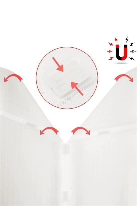 Nuvia Home® Pratik Manyetik Mıknatıslı Beyaz Kapı Pencere Sinekliği Tülü 90 x 210 cm