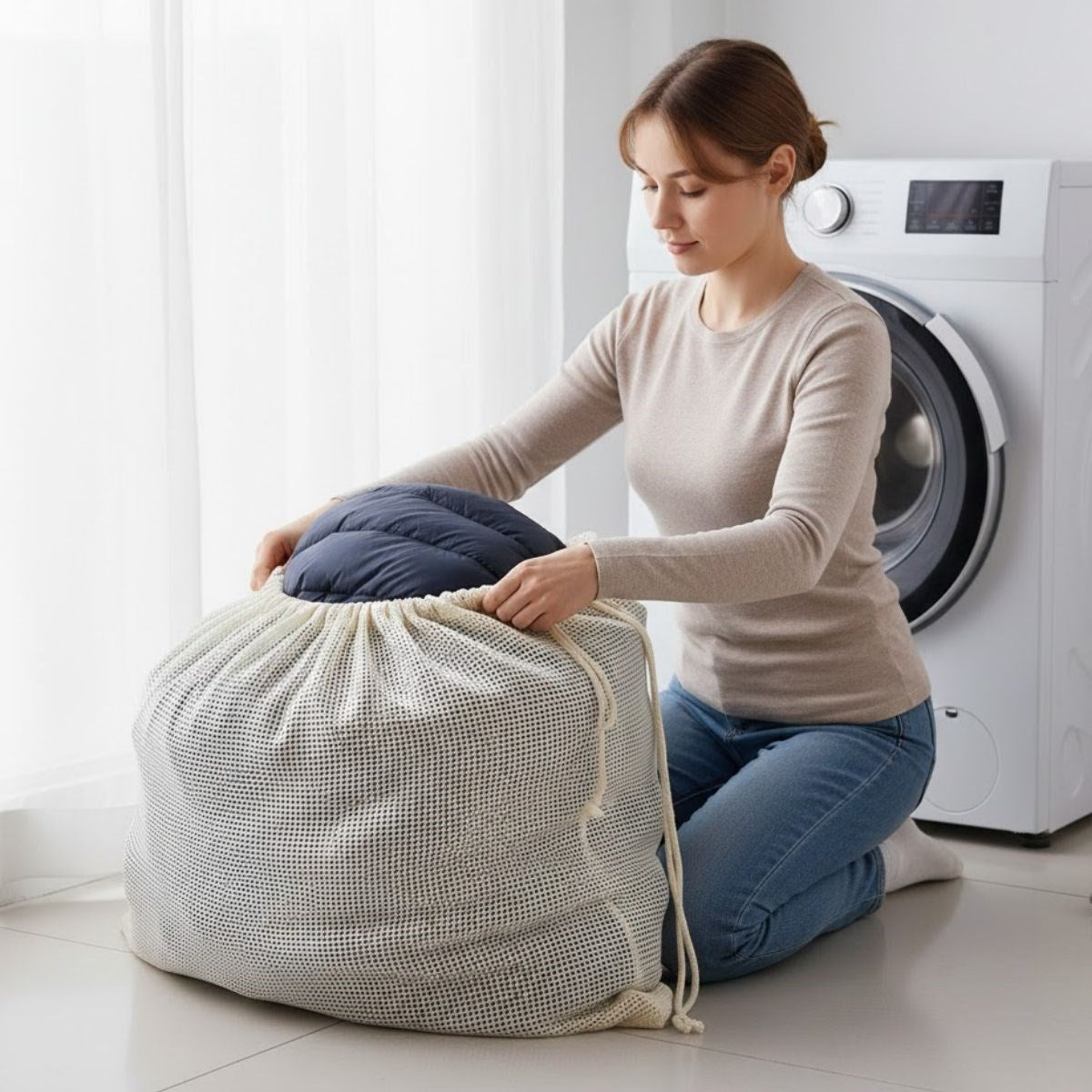 Nuvia Home® Battal Boy 120x150 cm Mont ve perde Yıkama Filesi–Extra Büyük, Dayanıklı, Nefes Alabilir Çamaşır Koruma Torbası