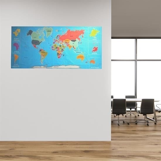 Nuvia Home® Renkli Atlas Dünya Haritası Manyetik Yapıştırıcı Gerektirmeyen Duvar Stickerı 118 CM * 56 CM