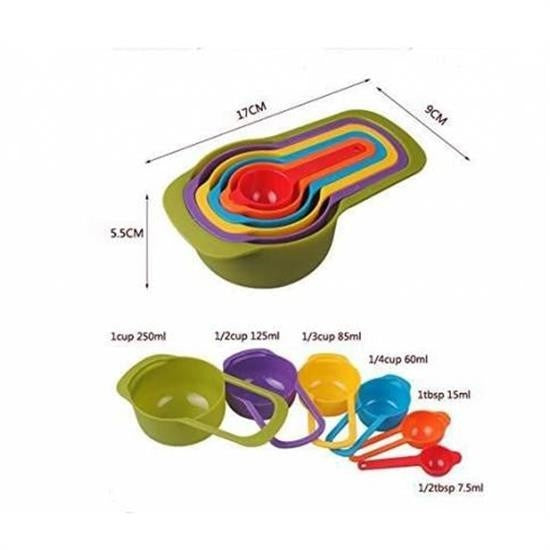 Nuvia Home® Pratik Ölçü Kaşığı Kabı 5li Şeker Baharat Sıvı Ölçer Aparat