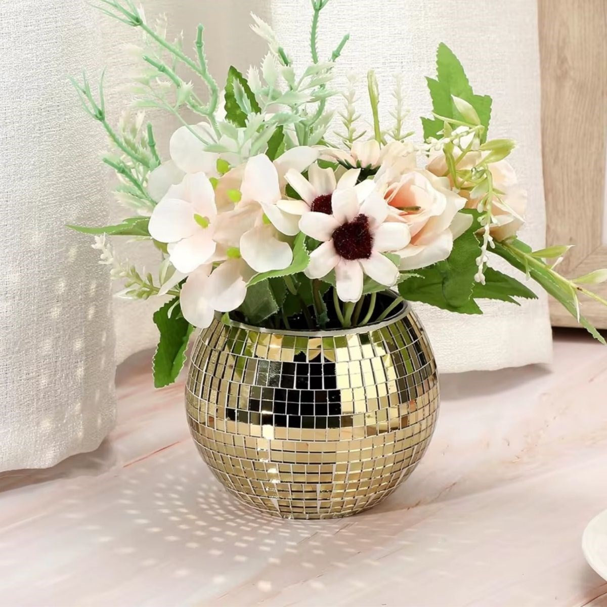 Nuvia Home® Kare Gold Cam Mozaik Fayans Çıkartmaları El İşi Kare Cam Fayans Kendinden Yapışkanlı Aynalı Dekor Panel 30x30 Cm