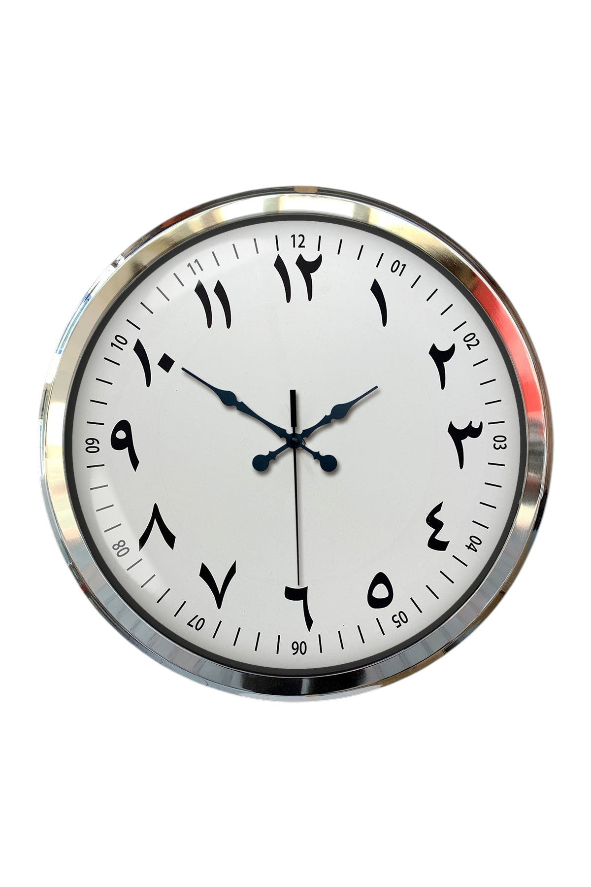 Zentime Arapça Rakamlı Krom 52 Cm Metal Duvar Saati