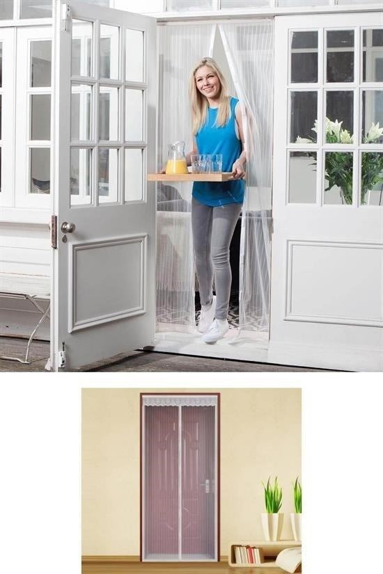 Nuvia Home® Pratik Manyetik Mıknatıslı Beyaz Kapı Pencere Sinekliği Tülü 90 x 210 cm