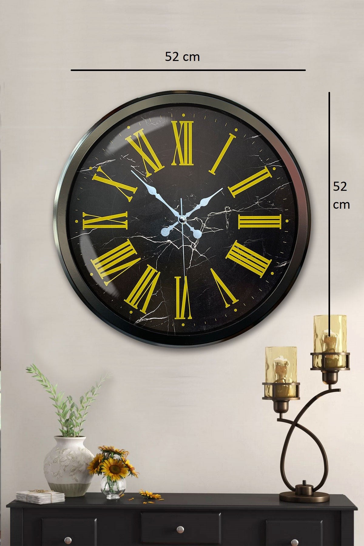 Zentime 52 Cm Siyah Modern Duvar Saati