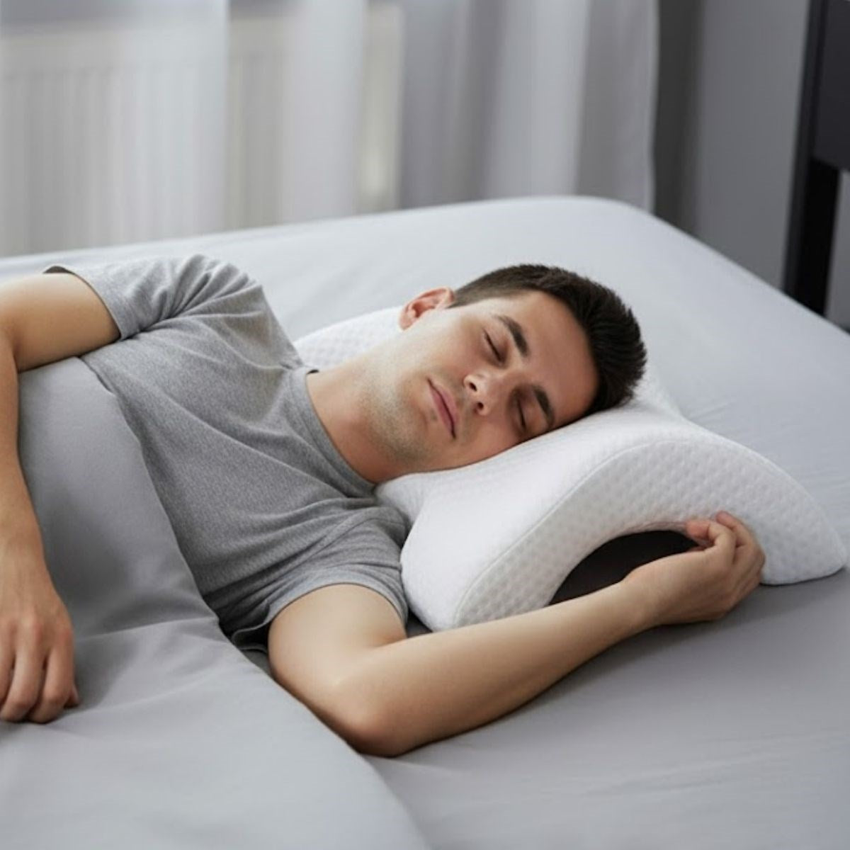 Nuvia Home® % 100 Visco Kavisli Ortopedik Yıkanabilir Kumaş Kılıflı Bel Boyun Bacak Ağrıları İçin Yastık