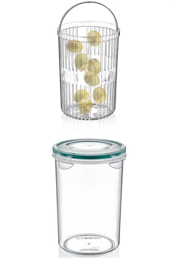 Nuvia Home® Zeytin Turşu Sebze Yıkama Kutusu Klipsli Kapaklı Saklama Kabı