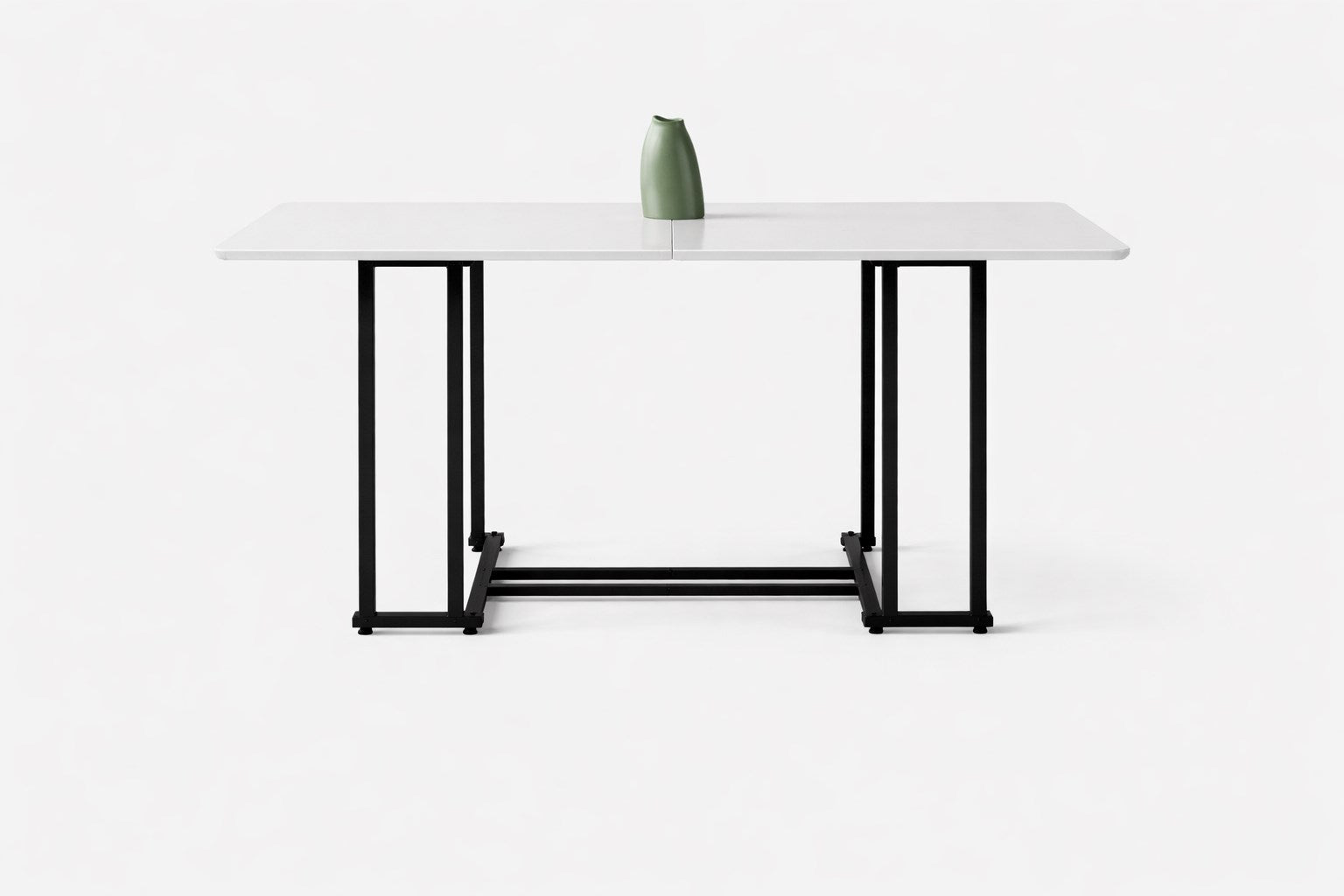 Beyaz Portatif Katlanır Yemek Masası – Metal Ayaklı