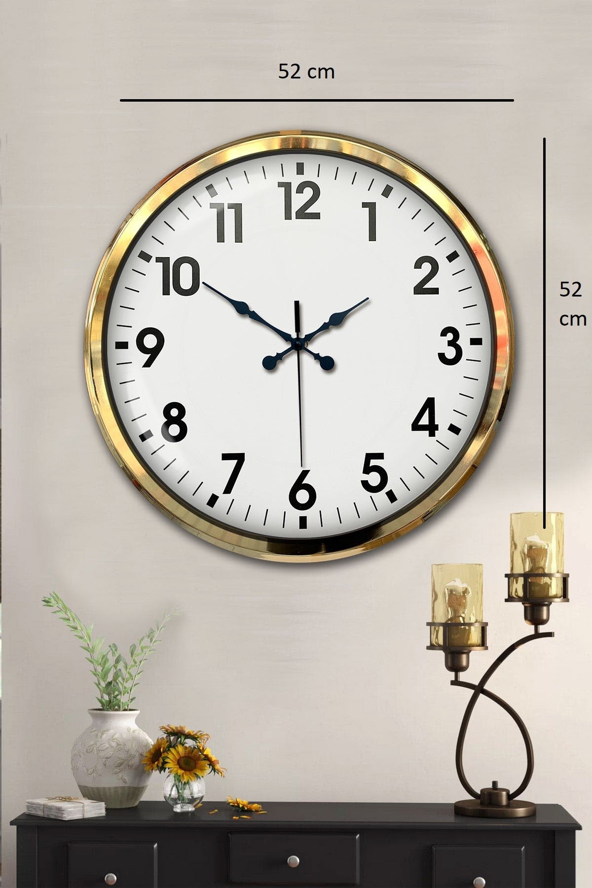 Zentime Gold Standart 52 Cm Metal Zarif Duvar Saati