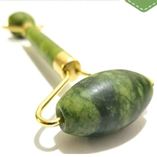 Nuvia Home® Özel Süngerli Kutusunda Kırılmaz Çift Taraflı 2li Cilt Yüz Masaj Aleti Jade Roller Yeşim Taş