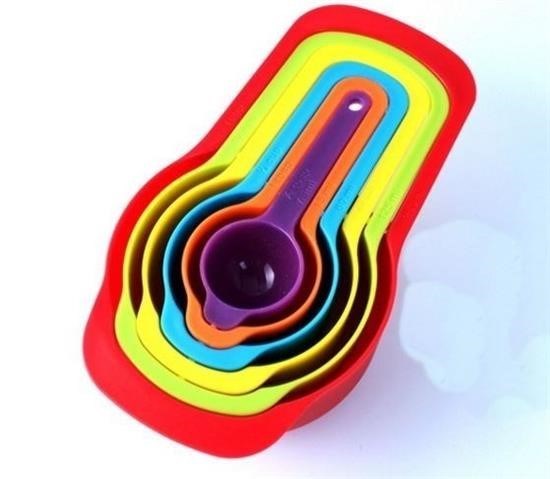 Nuvia Home® Pratik Ölçü Kaşığı Kabı 5li Şeker Baharat Sıvı Ölçer Aparat