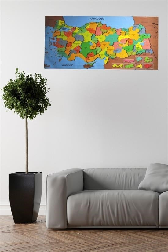 Nuvia Home® Renkli Türkiye Haritası Manyetik Yapıştırıcı Gerektirmeyen Duvar Stickerı 118 CM * 56 CM