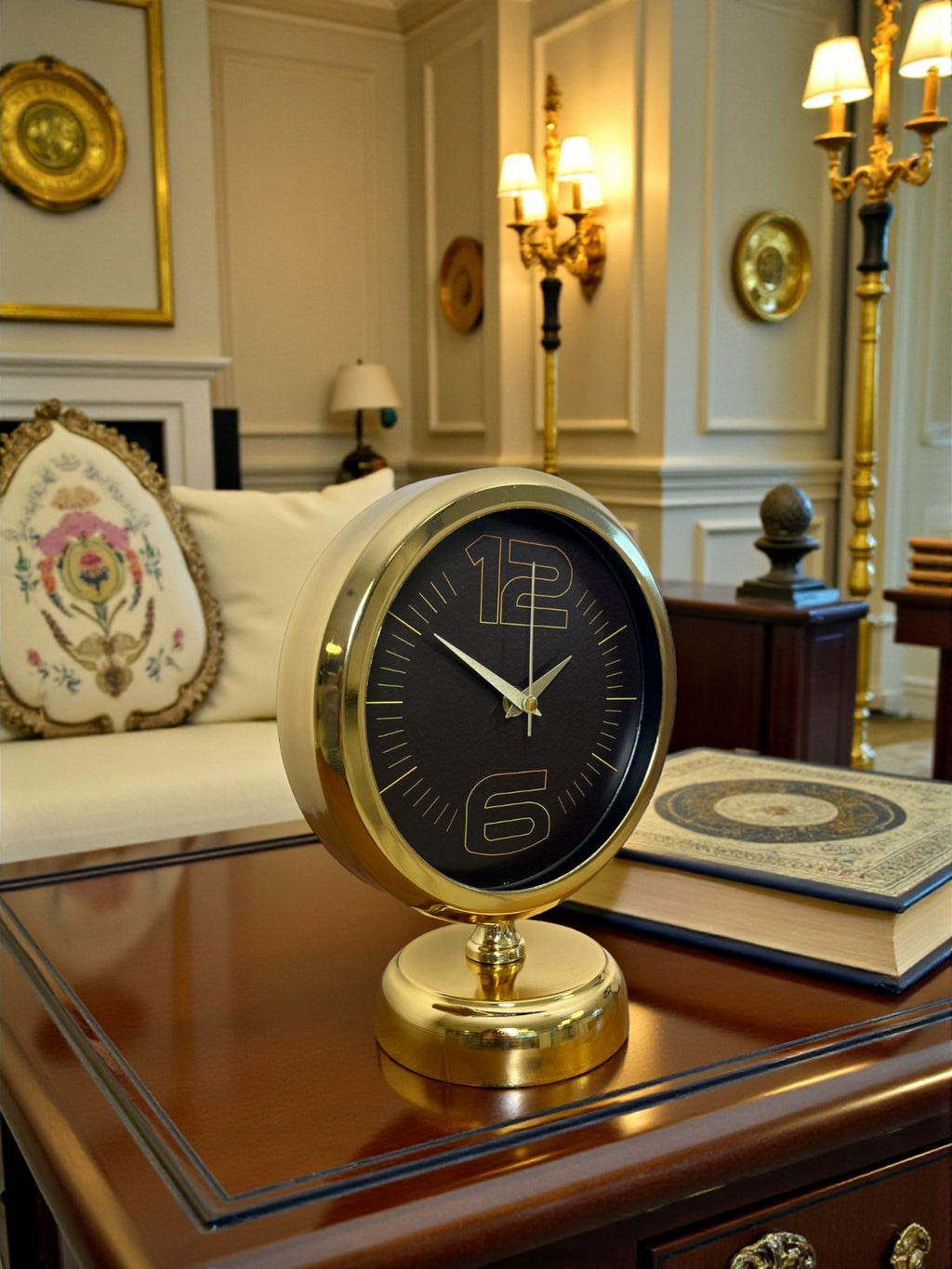 Elite Black Gold 25 x 20 Cm Metal Masa Saati