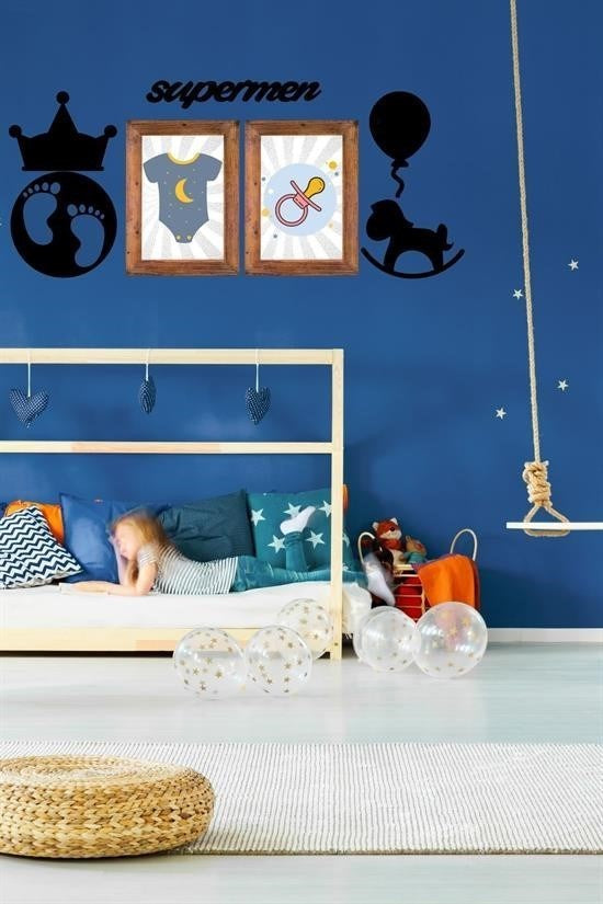 Nuvia Home® DECO103 Supermen Dekoratif Duvar Süsü Tablo Aksesuar Ahşap Tasarım Hediye Pano Sticker Seti