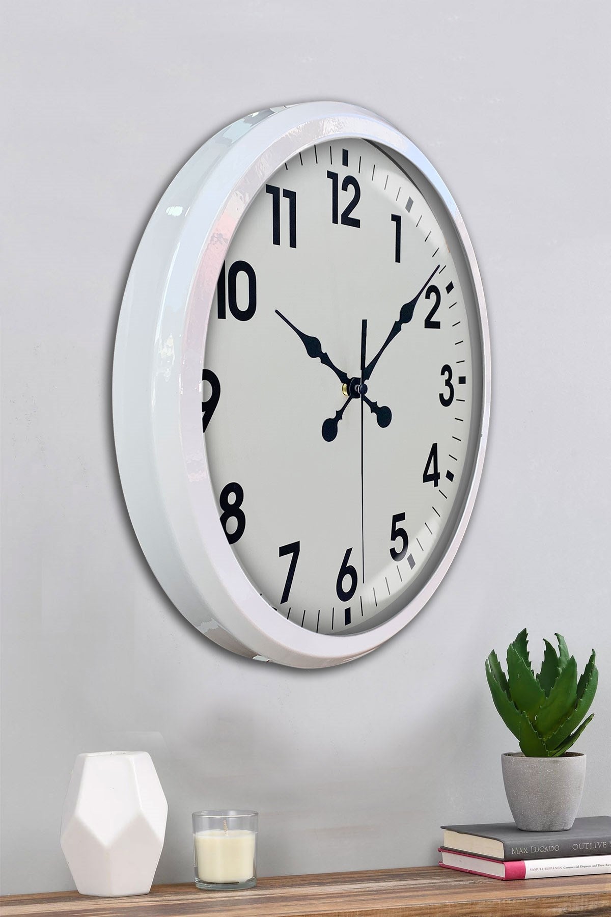 Zentime White Classic Modern 52 Cm Metal Duvar Saati