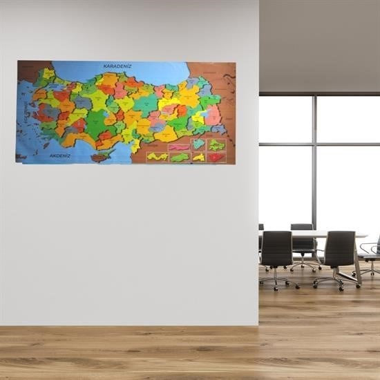 Nuvia Home® Renkli Türkiye Haritası Manyetik Yapıştırıcı Gerektirmeyen Duvar Stickerı 118 CM * 56 CM