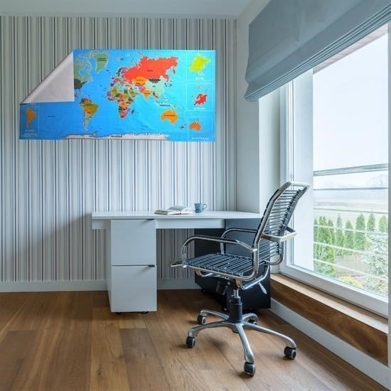 Nuvia Home® Renkli Atlas Dünya Haritası Manyetik Yapıştırıcı Gerektirmeyen Duvar Stickerı 118 CM * 56 CM