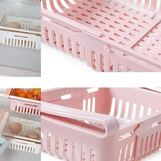 Nuvia Home® Çok Amaçlı Uzayıp Kısalabilir Buzdolabı Düzenleyici Sepeti Rafı