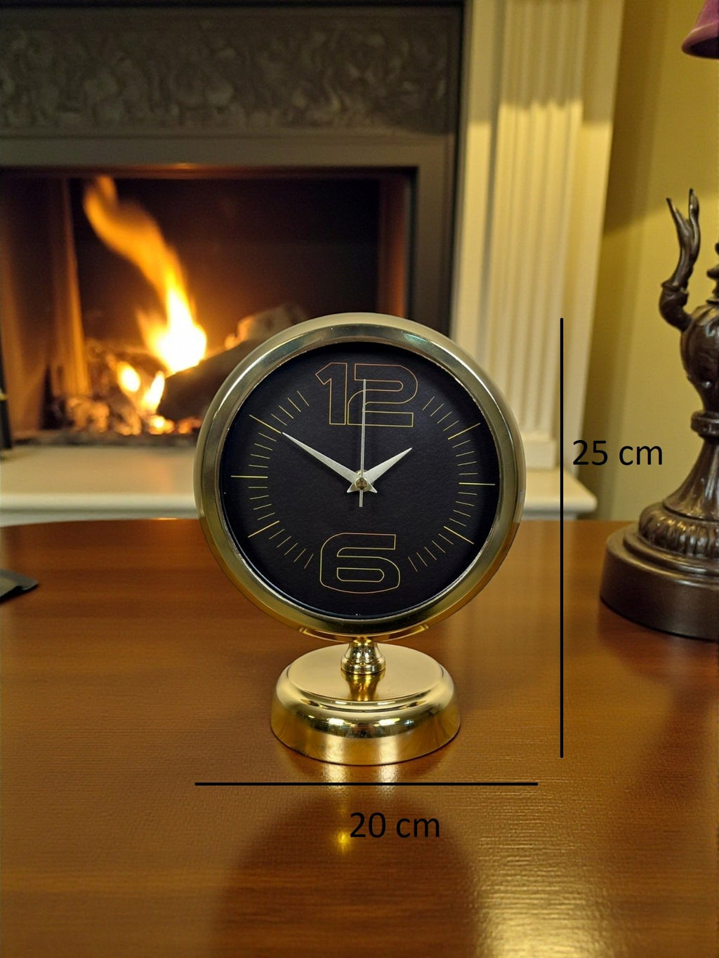 Elite Black Gold 25 x 20 Cm Metal Masa Saati