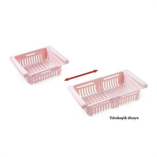 Nuvia Home® Çok Amaçlı Uzayıp Kısalabilir Buzdolabı Düzenleyici Sepeti Rafı