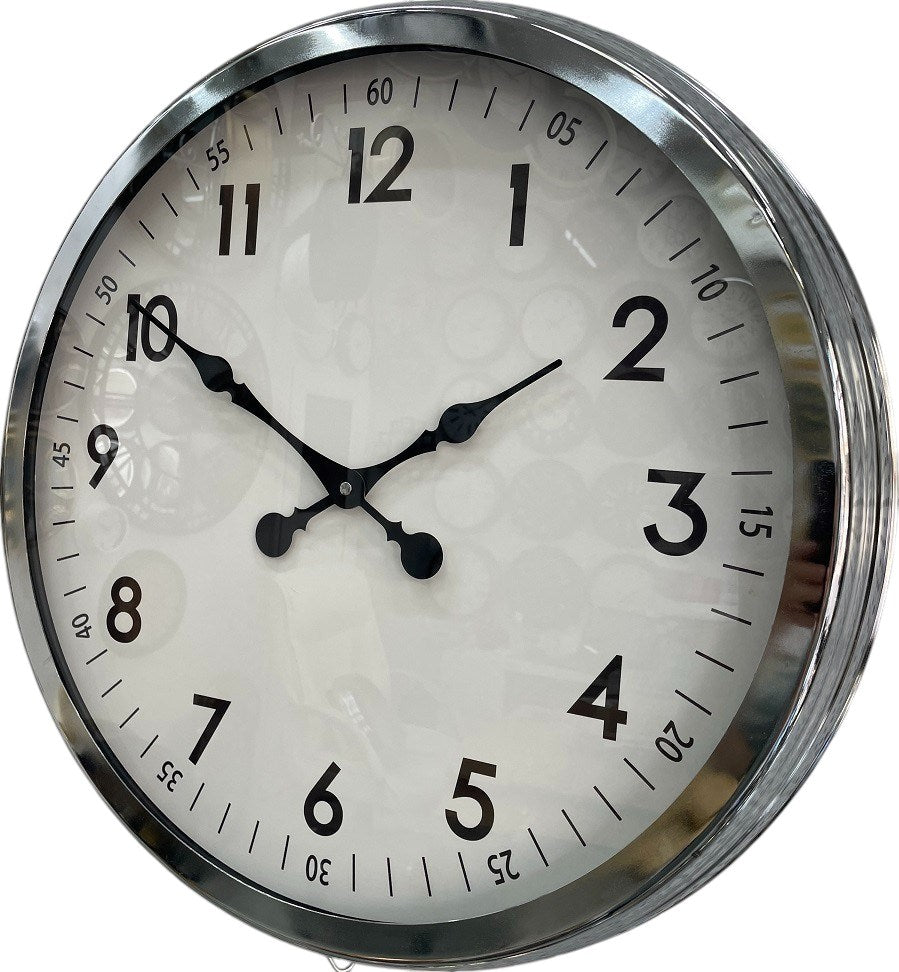 Zentime  Krom Zarif 60 Cm Metal Duvar Saati