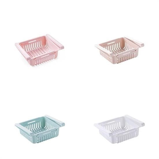 Nuvia Home® Çok Amaçlı Uzayıp Kısalabilir Buzdolabı Düzenleyici Sepeti Rafı