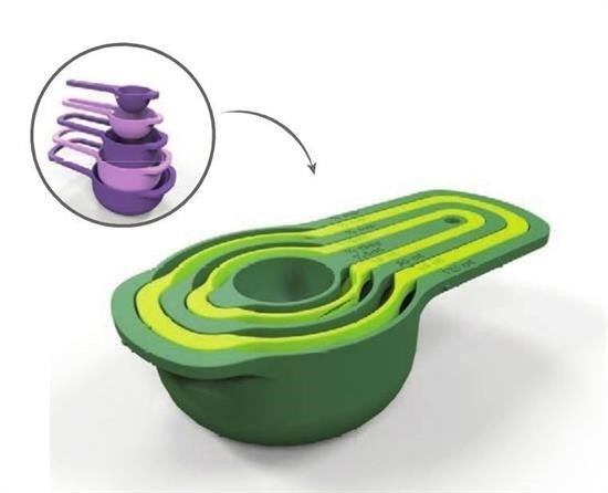 Nuvia Home® Pratik Ölçü Kaşığı Kabı 5li Şeker Baharat Sıvı Ölçer Aparat