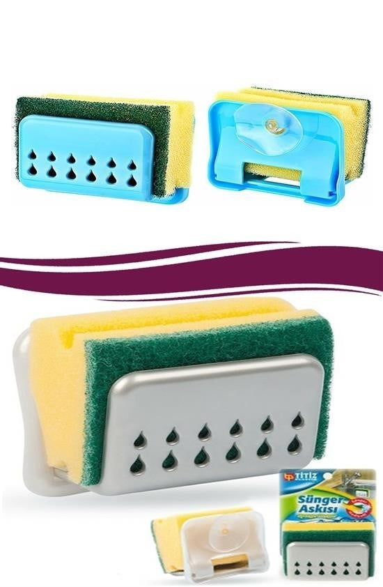 Nuvia Home® Pratik Mutfak Lavabo Vantuzlu Bulaşık Süngeri Askısı Aparatı